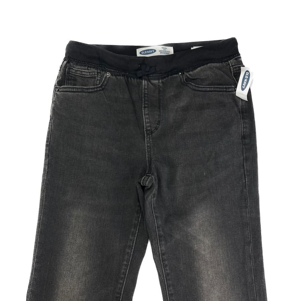 NWT Old Navy Karate Rib Knit Waist Washed Black Pull On Jeans Kids Boys XL 14-16 - Picture 2 of 14